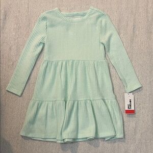 Epic Thread Waffle Dress Light Green Tiered Long Sleeve Dress